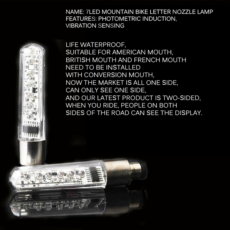

1pc Bike Tyre Wheel Light High Brightness Waterproof Double-Sided Riding MTB Bicycle 7 LED Bike Tyre Cap Light Lamp