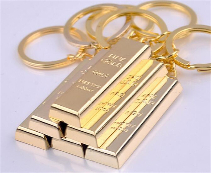 

Vintage Gold Bar Key Chain Creative Metallic Brick Keychains Designer Handbag Charms Pendant Keyrings Key Finder Luxury Man Car Key Rings, Silver