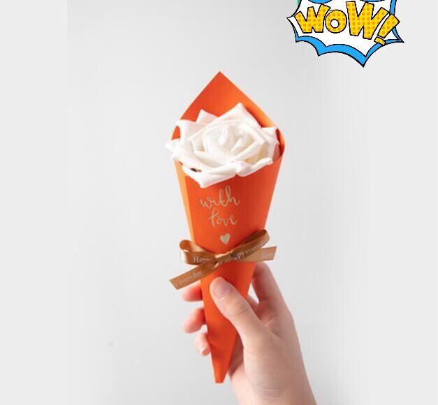 

50 Pcs Orange Ice Cream Cones Holder Wedding Favors Candy Boxes Giveaways Box Sachet Party Bomboniera Chocolate Gift Box