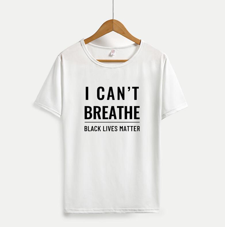 

20SS Summer Mens Women T Shirts I Cant Breathe Printted Fashion Casual Short Sleeve Mens Tee Shirts Tops Plus Size 3 Colors, White
