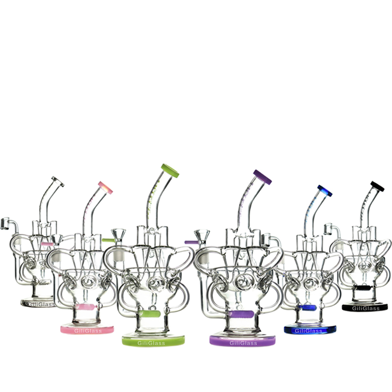 

Recycler Pipes Bong Dab Bongs Rigs 3 Banger Wax Funtional Water Glass With Quartz Heady Hookahs Gear Rig Pipe Perc Oil Smoking Vortex Jorjf, White;black