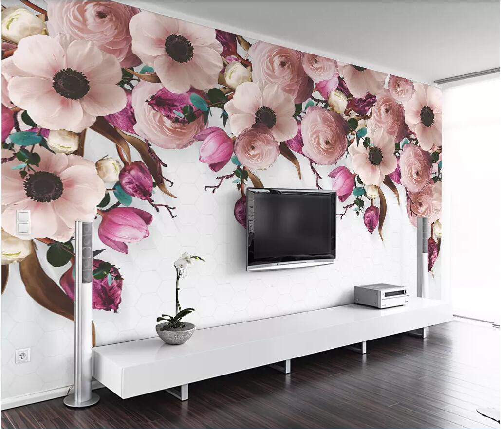 

3d room wallpaper cloth custom photo American hand-painted rose flower flower vine murals wallpaper for walls 3 d print fabric wall covering, Picture shows