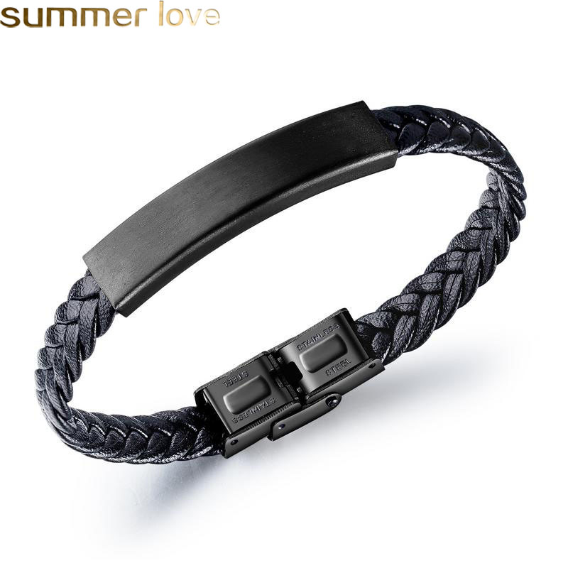 

Mens Leather Bangle Bracelets Black Magnetic Stainless Steel Bracelet Wrap Wristband Beautiful Titanium Bracelet for Men Gifts Hand Jewelry