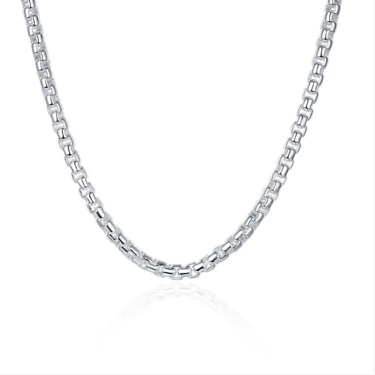 

Free shipping Plated sterling silver necklace 20INCHS*6mm Men's New round check necklace DHSN053 Hot 925 silver plate Chains jewelry