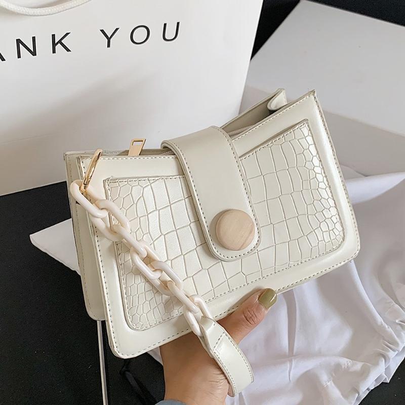 

Crocodile Pattern Small PU Leather Armpit Bag for Women New Elegant Chain Female Shoulder Handbags Ladies' Travel Crossbody Bags, Beige