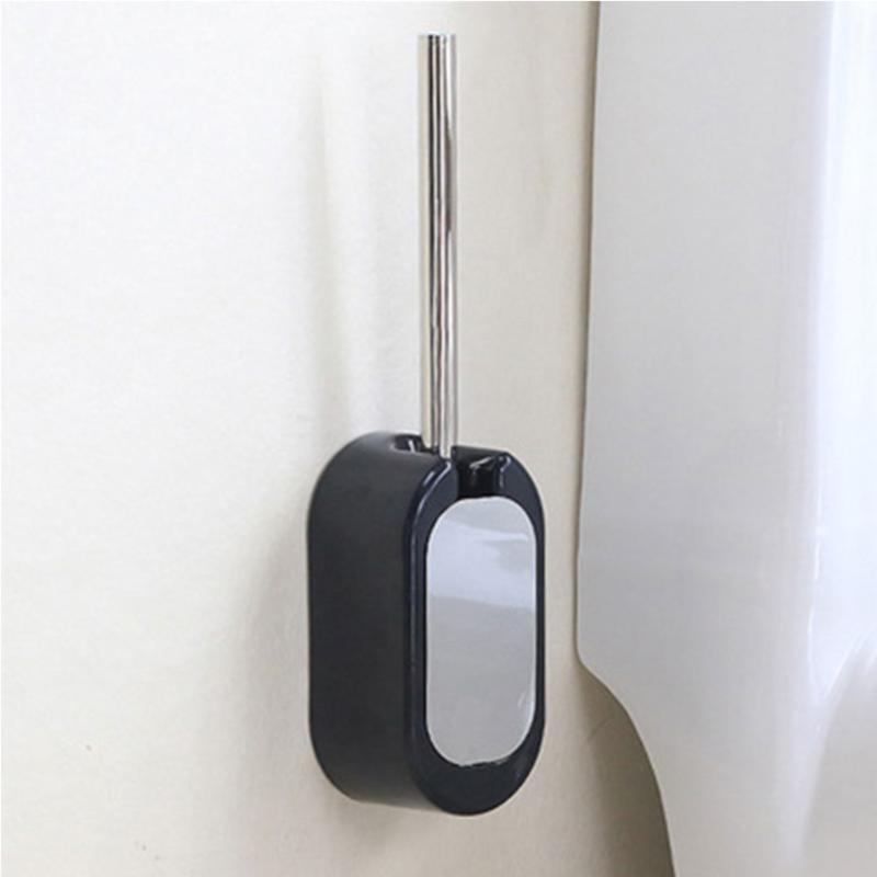 

Wall Mount Punch Free Long Handle Bathroom Set Cleaning Modern Storage Box Toilet Brush Home, White