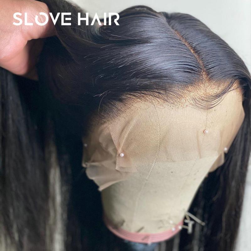 

150% Long Straight 13*4 Lace Frontal Human Hair Wigs For Women Remy Brazilian Plucked With Baby Hair Natural Black Middle Part, Natural color