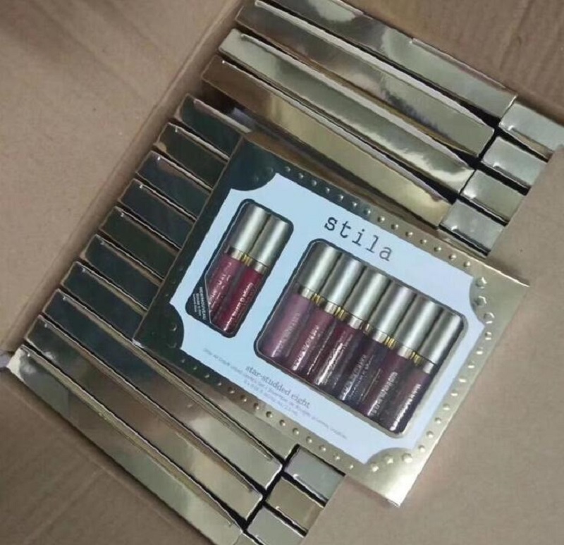 

Brand Stila Star Studded 8pcs Liquid Lipstick Lip gloss Set Stay All Days Long Lasting Creamy Shimmer Liquid Makeup, Mixed color