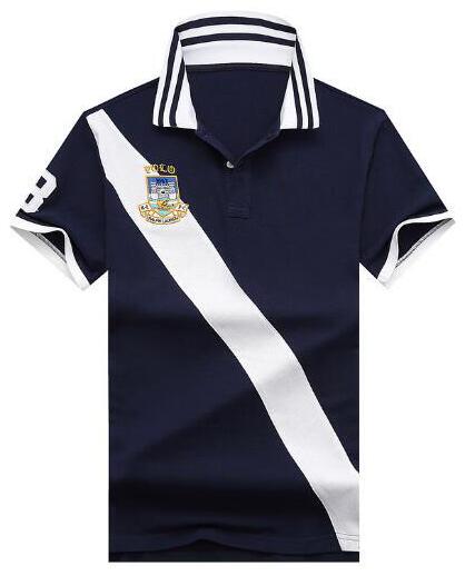 

Men's Striped Polo Shirts Big Horse Embroidery 2020 Business Casual Summer Breathable Cotton Short-sleeved T-Shirt White Size M-XXL