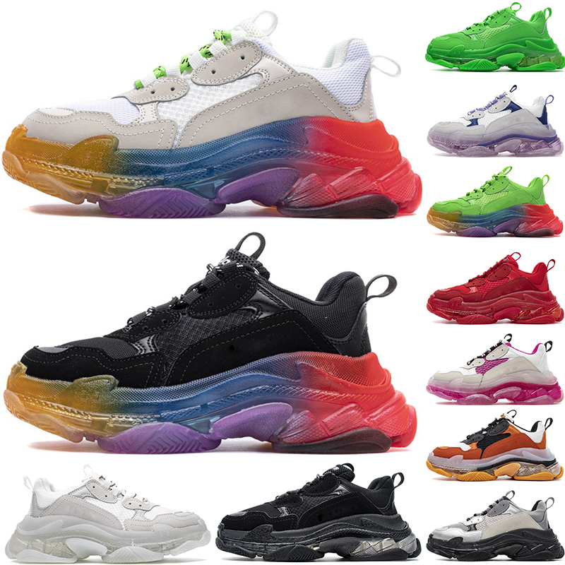 2020 Paris Fashion Crystal Bottom 17FW Triple S Mens Designer Sneakers Vintage Dad Platform Women Luxury Casual Shoes Tripler Trainers Boots