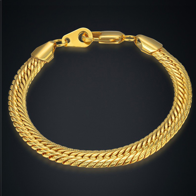 

Bracelet Jewelry Wholesale Braslet For Man Vintage 8MM Gold Silver Color Snake Chain Link Bracelets For Women/Men Gift
