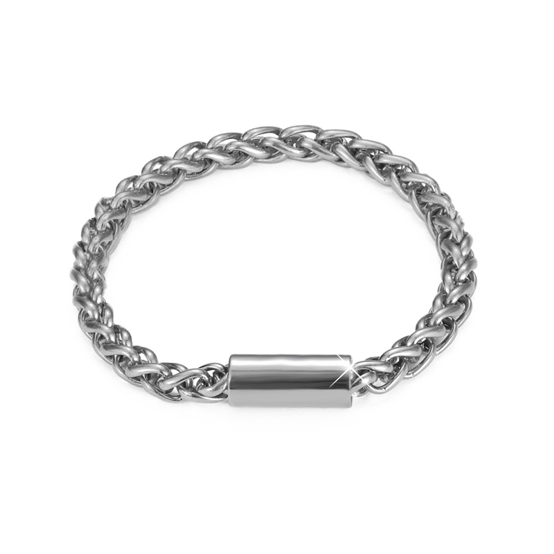 

Punk Silver Stainless Steel Bracelet Chain Magnetic Clasp Button Compact And Beautiful Charm Bracelet For Men Ladies Gift