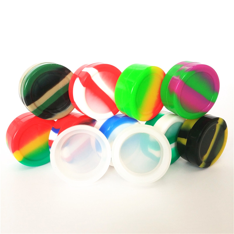 

10pcs/lot 11ml mini assorted color silicone container for Dabs Round Shape Silicone Containers wax Silicone Jars