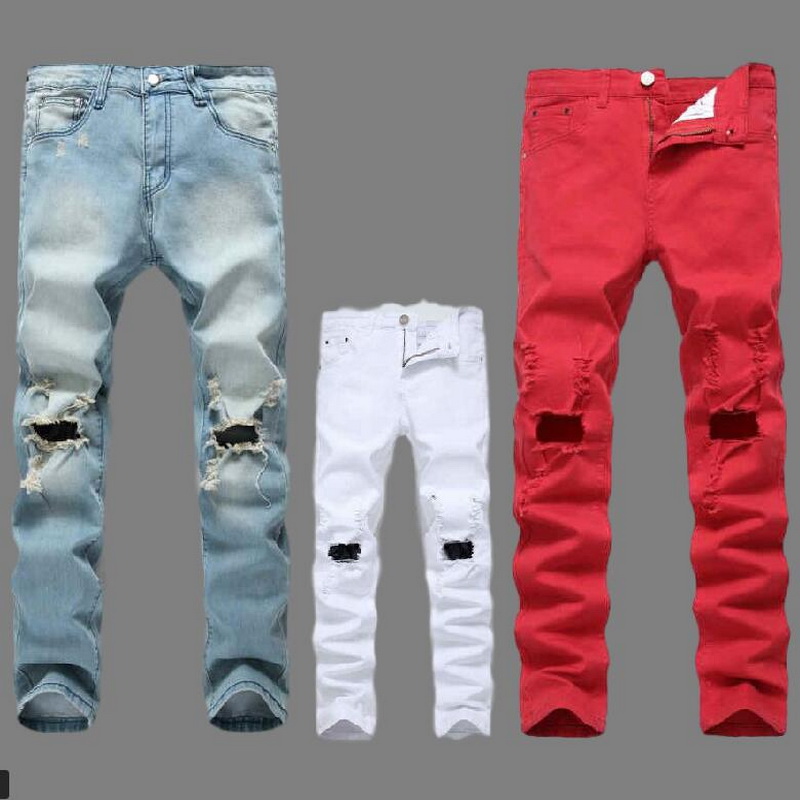 

2020 Fashion Streetwear Men's Jeans Skinny Destroyed Ripped Jeans Broken Punk Denim Pants Vaqueros Hombre Hip Hop Men, Black