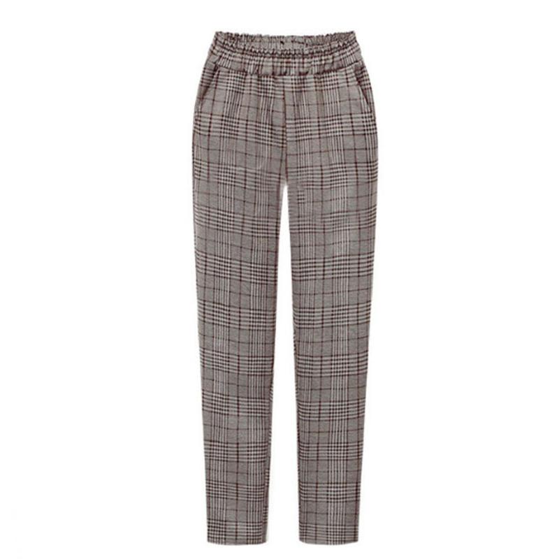 

Women Autumn Winter Trousers Big size Loose Plus velvet Elastic Waist Pants Black Female Ankle-length Trousers 2020 #35, Gray