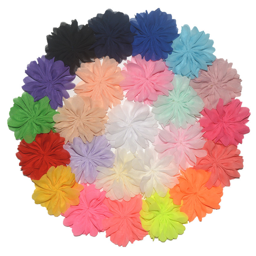 

Hot Sale 40pcs/lot 7CM Chiffon Flower Fabric Flowers For Headband DIY Hair Accessories LSFB048