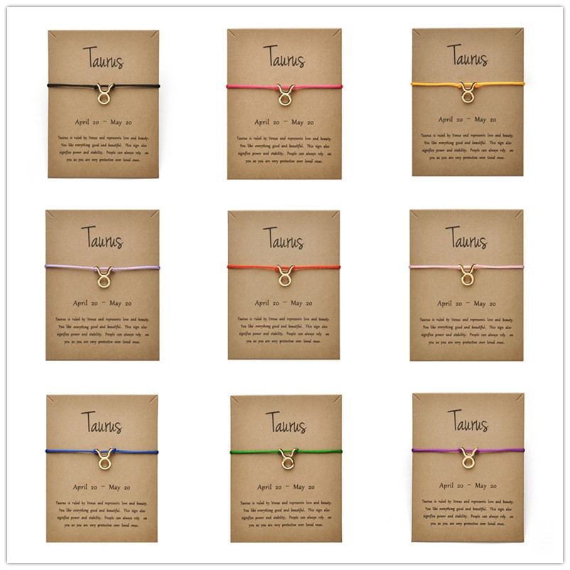 

Fashion Jewelry 12 Constellation Zodiac Taurus Lucky Rope Bracelet Bangles For Women Men Birthday Gift