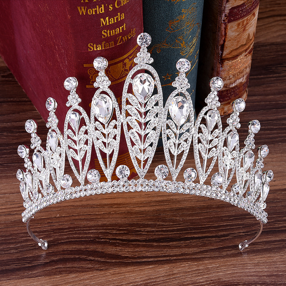 

KMVEXO Baroque Gold Silver Leaves Crystal Rhinestones Wedding Crown Luxury Big Queen Tiaras Headband for Bridal Hair Accessories CJ191226