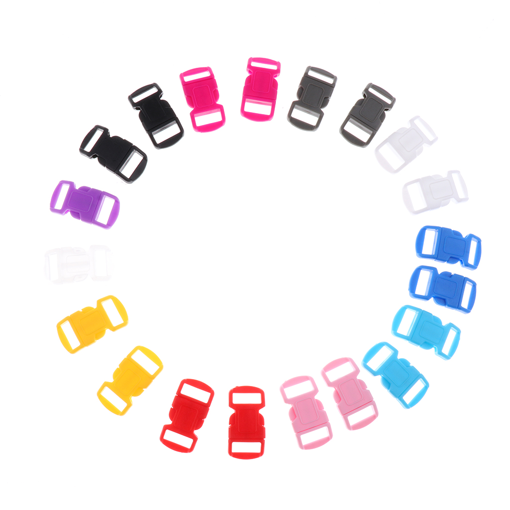 

20 pieces 3/8'' 10mm mixed curved side release plastic buckles for paracord bracelets, Black