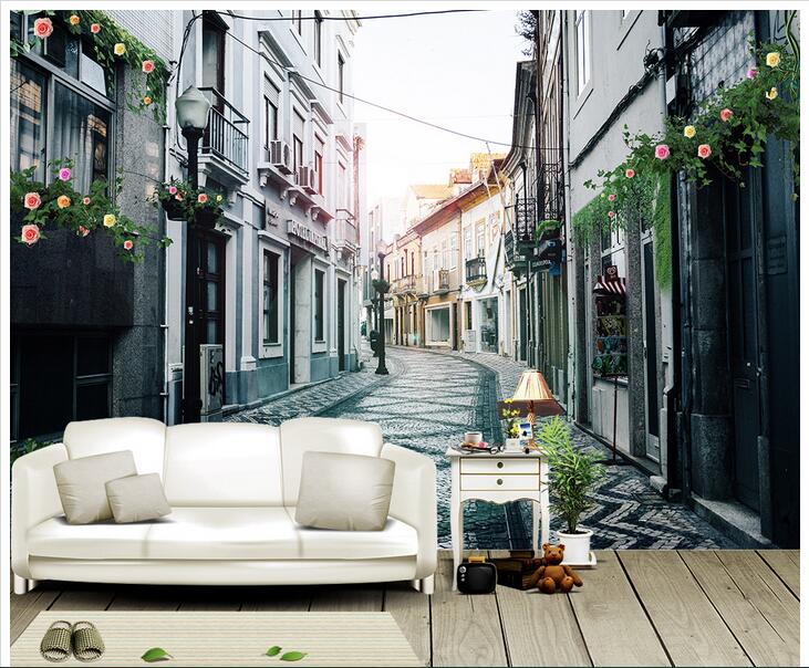 

WDBH 3d wallpaper custom photo European street alley TV background wall living room home decor 3d wall murals wallpaper for walls 3 d, Non-woven