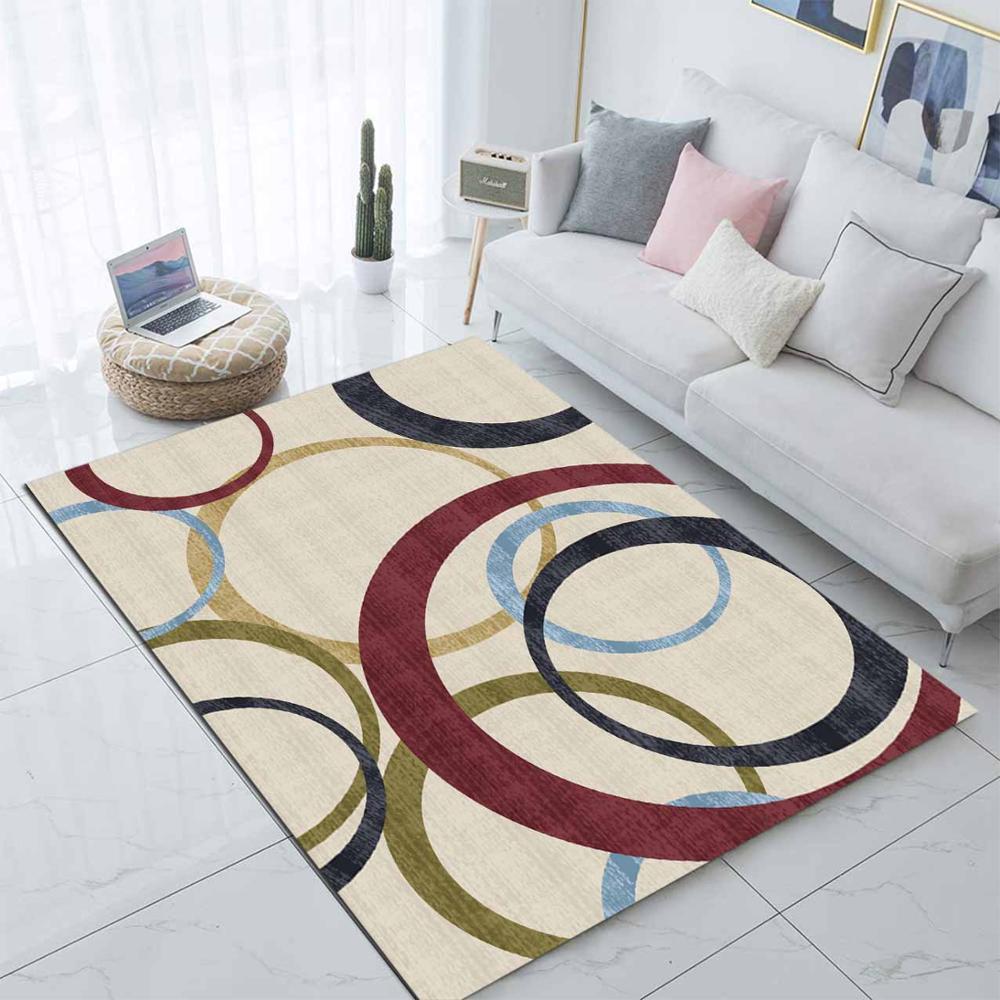 

Else Brown Blue Green Circle Ring Geometric 3d Print Non Slip Microfiber Living Room Modern Carpet Washable Area Rug Mat, As pic