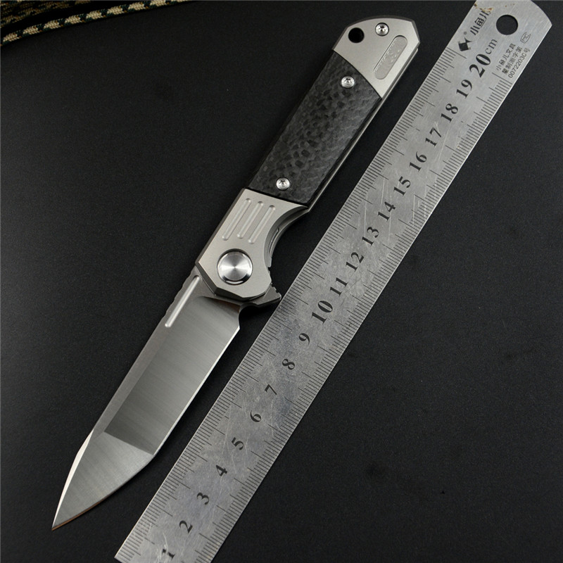 

TwoSun d2 blade folding Pocket Knife tactical knives hunting Knives Titanium Carbon Fiber flipper outdoor Knife for gift collections TS49