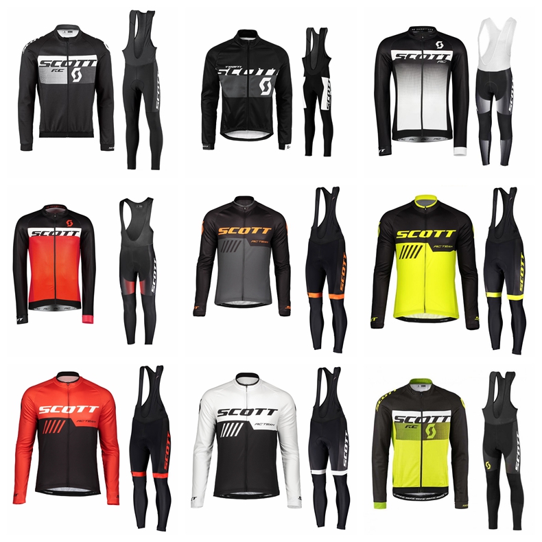 

2019 SCOTT men spring autumn Cycling long Sleeves jersey bib pants sets Quick drying Factory direct sales 60118, 3*