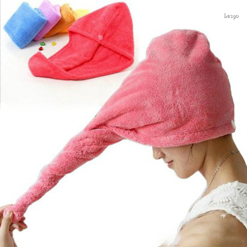 

Magic Quick Dry Hair Microfiber Towel Shower Caps Drying Turban Wrap Hat Caps Spa Bathing Caps Soft Water Absorbing Hair Towels DBC BH3860