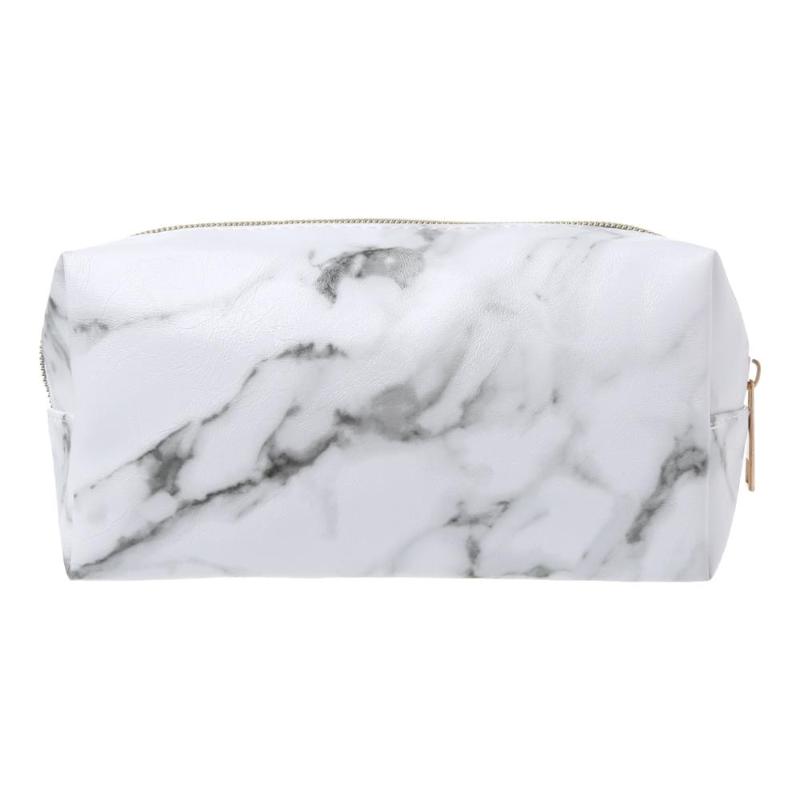 

Large Cute Pencil Case Pen Box Zipper Bags Marble Makeup Storage Supplies