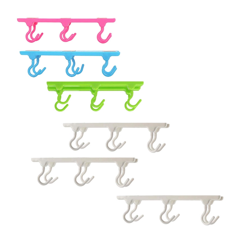 

6 Pcs 4 Colors Plastic Strong Sticky Kitchen Cabinet Wall Cabinet Wardrobe Kitchen Storage Seamless House Hooks