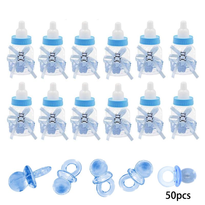 

12Pack Candy Bottles and 50 Pack Acrylic Mini Pacifiers for Baby Shower Party