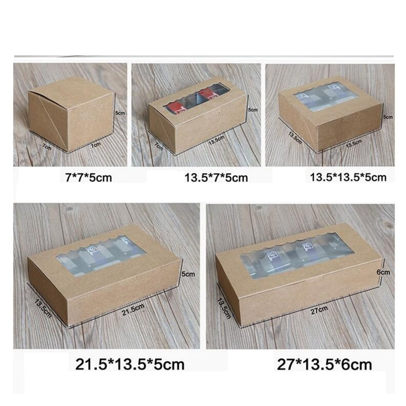 

Kraft Paper cake box with pvc window, Cookies Biscuit cupcake packaging paper box,kraft gift packaging box for cake