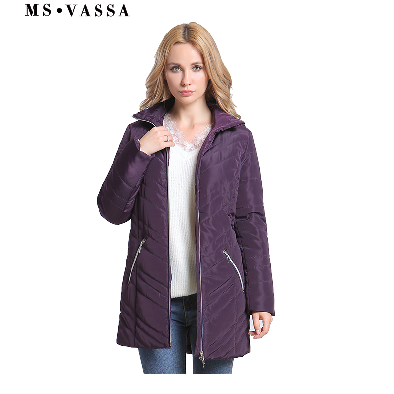 

MS VASSA Women Parkas Big size 2019 New Spring Winter Jackets Turn-down collar plus size 6XL 11XL padding female outerwear, Purple