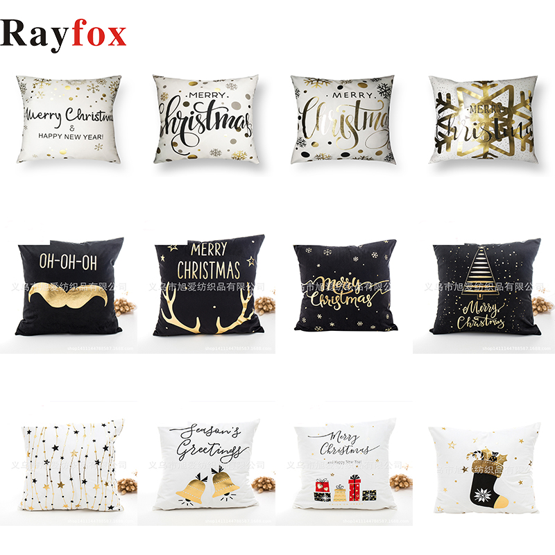 

45*45cm Christmas Decoration For Home Cotton Linen Merry Christmas Cover Cushion Xmas Party ornaments 2019 Navidad New year Gift