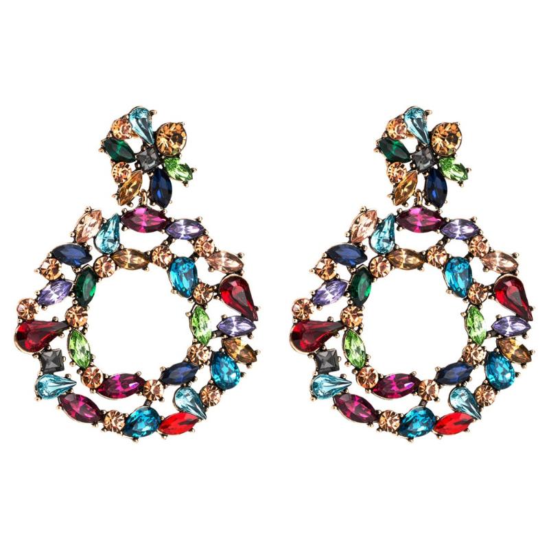 

crystal drop earrings for women 2019 big colorful statement earrings large rhinestone earings bold Fashion Jewellery