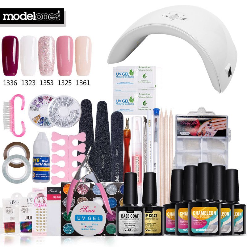 

Modelones 35Pcs/Lot Nail Art Gel Polish Set 36W 9SD Led Lamp Nail Dryer Gel Polish Manicure Kits Base Coat Top Coat Tools