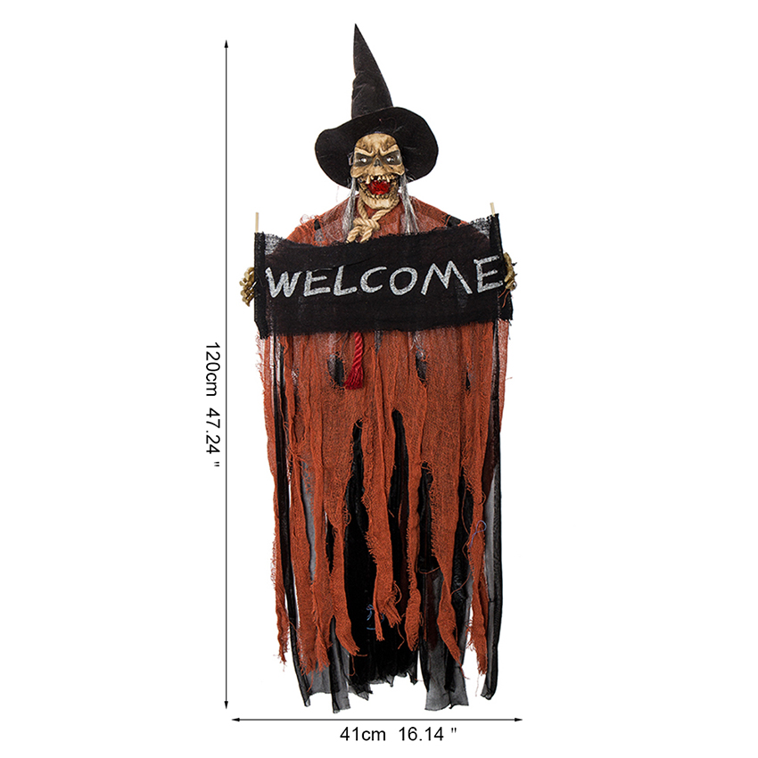 47" HALLOWEEN HANGING PROPS SKELETON PARTY DECORATIONS VOICE LAUGHING WITCHES