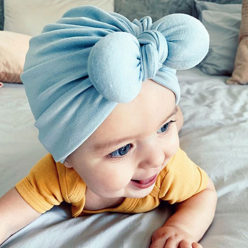 

Baby Girl Cute Rabbit Ears Cap Knot Bunny Bow Headband Beanie Hats Kids Headwear Photography Props turban Fashion Accessories, Mixed color