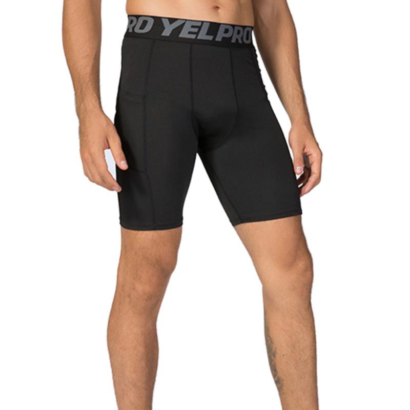 

Base layer Compression Shorts Mens Underwear Football Tights Summer Athletic Gym Fitness Sports Running with Pocket, Grey