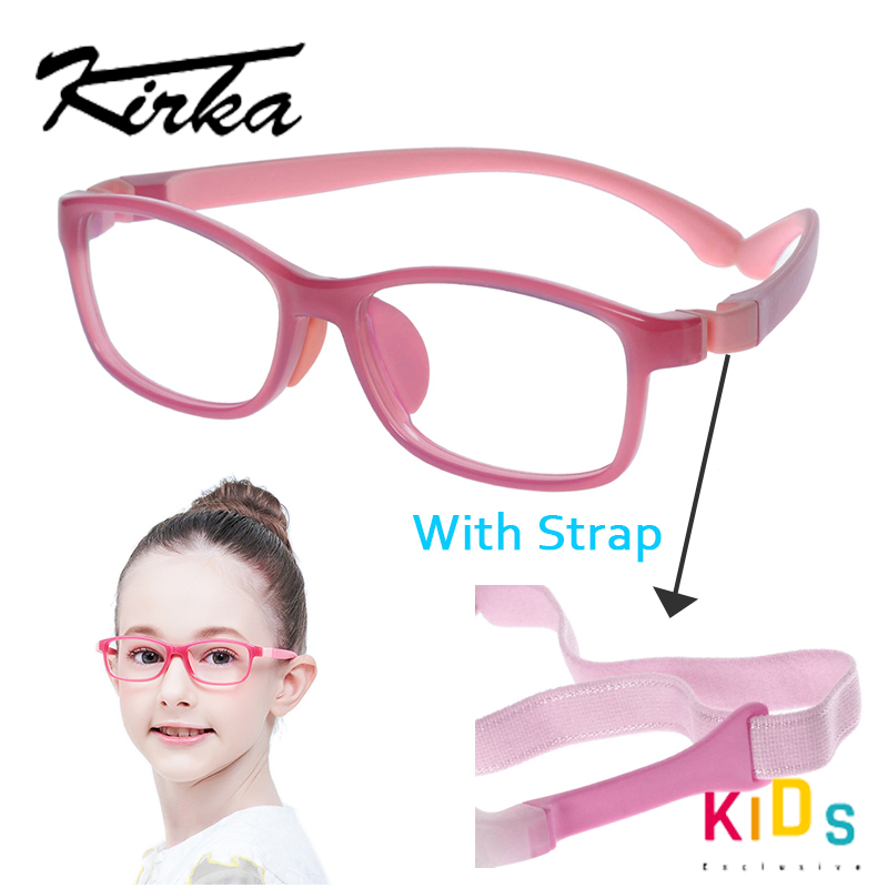 

Kirka Kids Glasses Pink Girls Eyeglass Frames Children Flexible Silicon Myopia Eyewear Optical Frame Kids Children Glasses