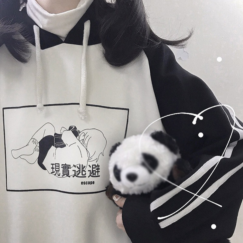

New Letter Print Thick Women Hoodies Harajuku Style Loose Casual Ladies Autumn Winter Hooded Sweatshirt