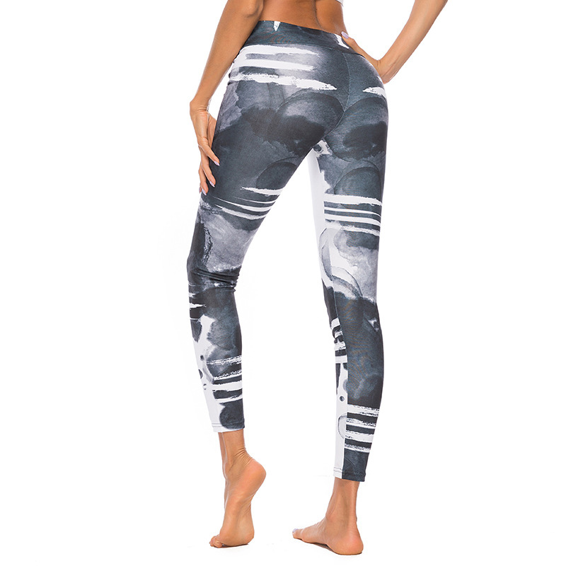 

Women Yoga Pants Print High Waist Lifting Hips Sweat-absorption Slim Fit Sports Pants HB88, As pic