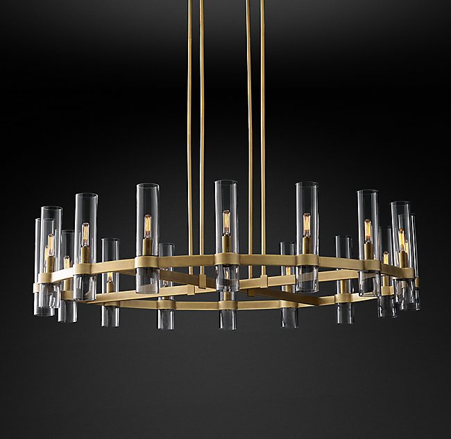 

Loft American RH Gold / Black E27 Led Chandelier Retro Metal Living Room Lustre Led Chandelier Lightng Rod Hanging Lamp Fixtures