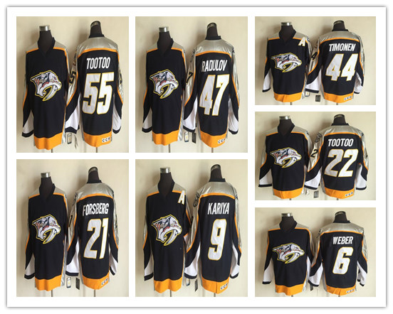 

Vintage Nashville Predators Hockey Jersey 6 Weber 9 Paul Kariya 21 Peter Forsberg 47 Alexander Radulov 22 Jordin Tootoo 44 Kimmo Timonen, Yellow