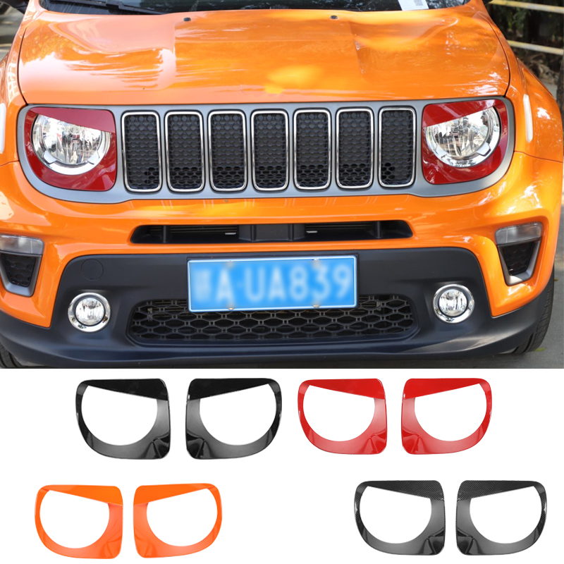 

ABS Front Headlight Lamp Cover Headlight Circle Lampshade Decorative Accessories For Jeep Renegade 2019 UP Car Exterior Accessories
