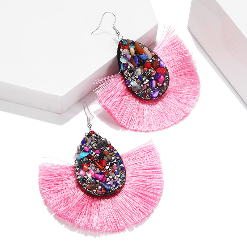 

Wholesale- Statement Sector Tassel Earrings Vintage Ethnic Drop Dangle Fringe Fashion Jewelry Druzy Earrings Womens Jewelry Gifts