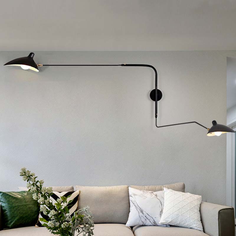 Siyah Beyaz Retro Loft Endüstriyel Vintage Duvar Lambaları Fransız Tasarımcı Ev Dekorasyon Için Aplik Duvar Işıkları Dönen