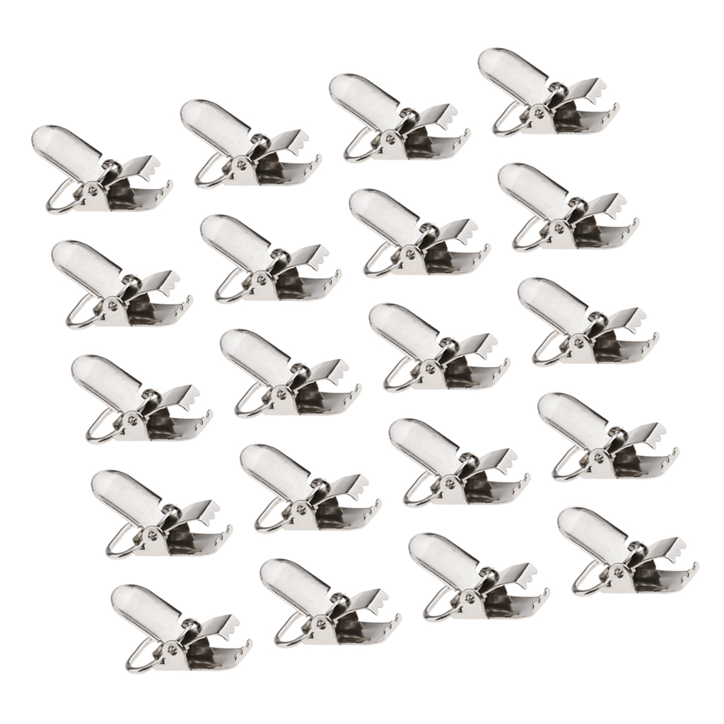 

20 pieces 1" metal baby pacifier suspender clips webbing dummy strap holder craft hooks silver, Black