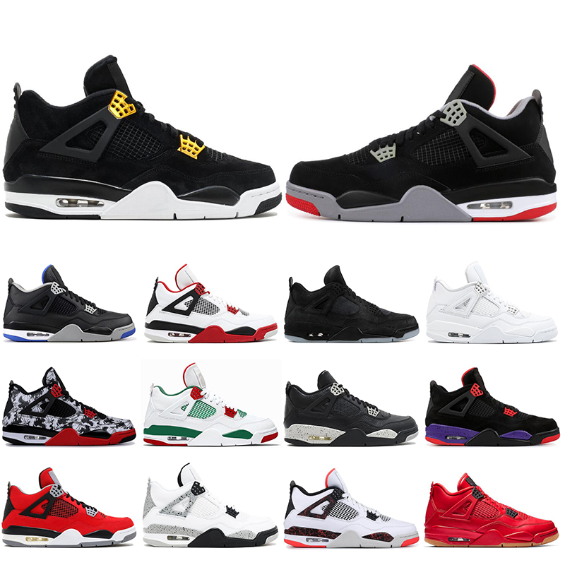 

Bred 4 4s IV What The Cactus Jack Laser Wings Mens Basketball Shoes Denim Blue Eminem Pale Citron Men Sports Designer Sneakers, Fire red