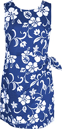 

RJC Women' Pareo Hawaiian Mock Wrap Sarong Dress, Navy blue